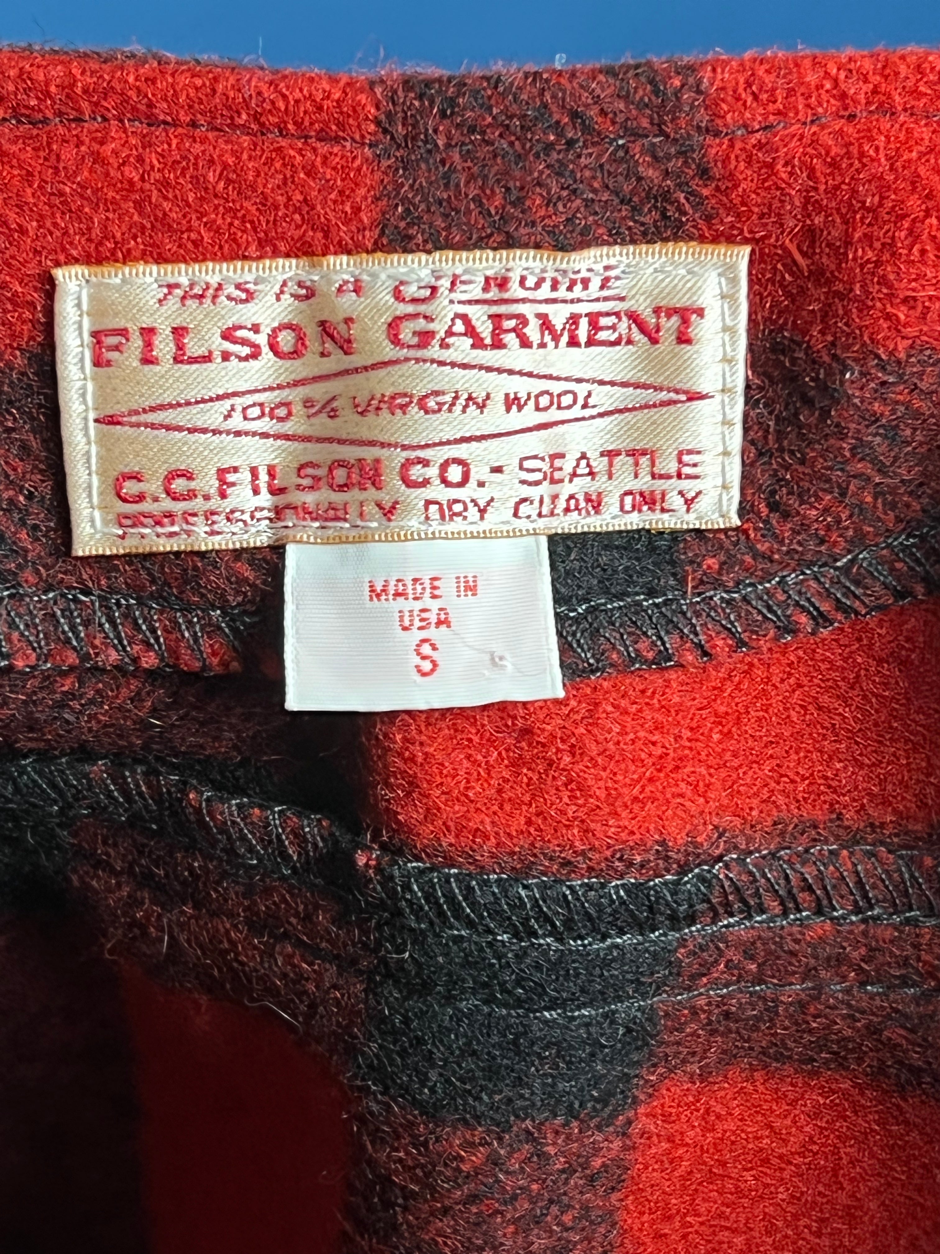 Vintage 2000s FILSON GARMENTS Mackinaw Wool Vest Red Black, Made in USA