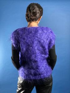 Vintage 1980s Handmade Mohair Purple Vest