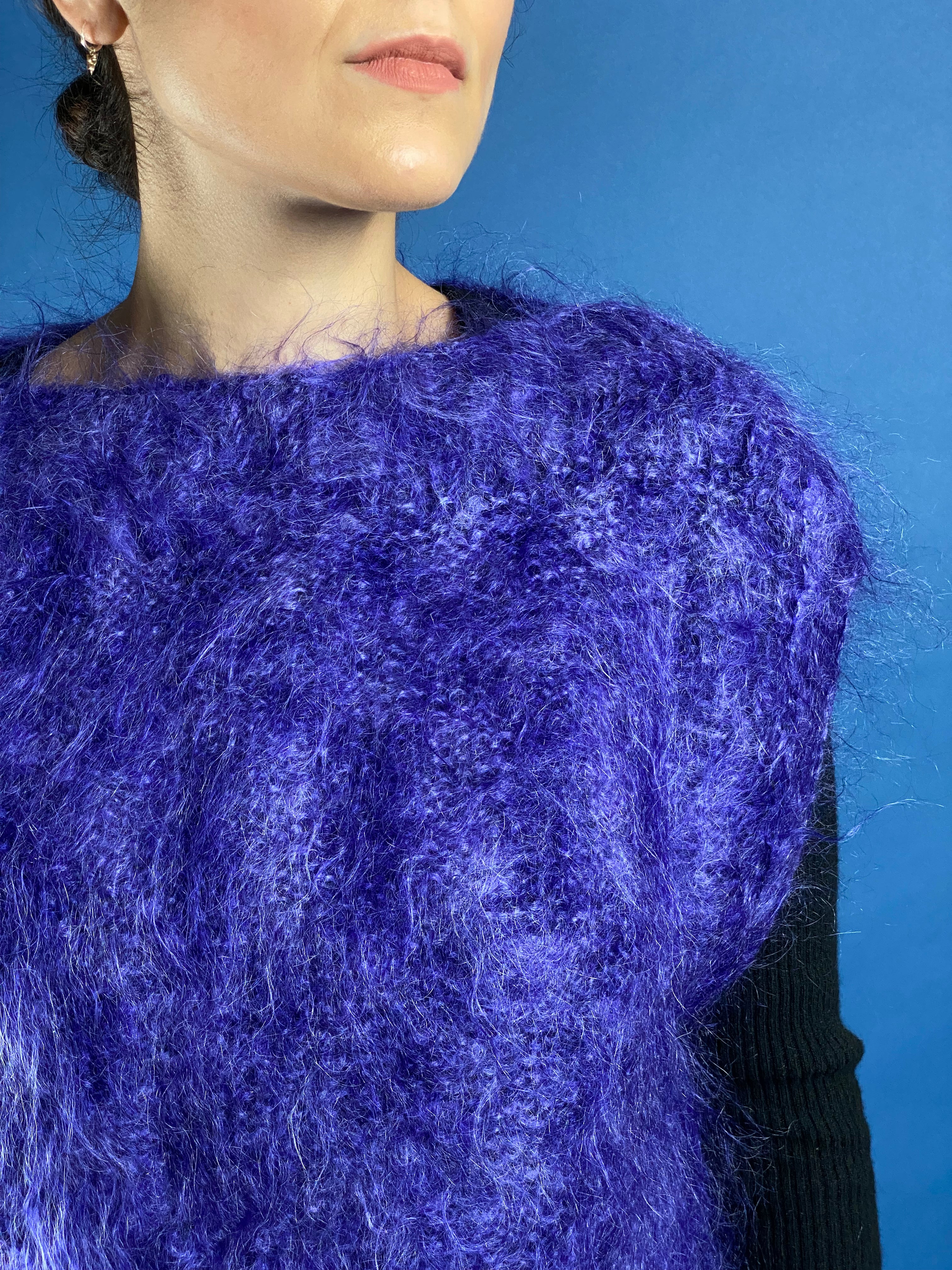 Vintage 1980s Handmade Mohair Purple Vest