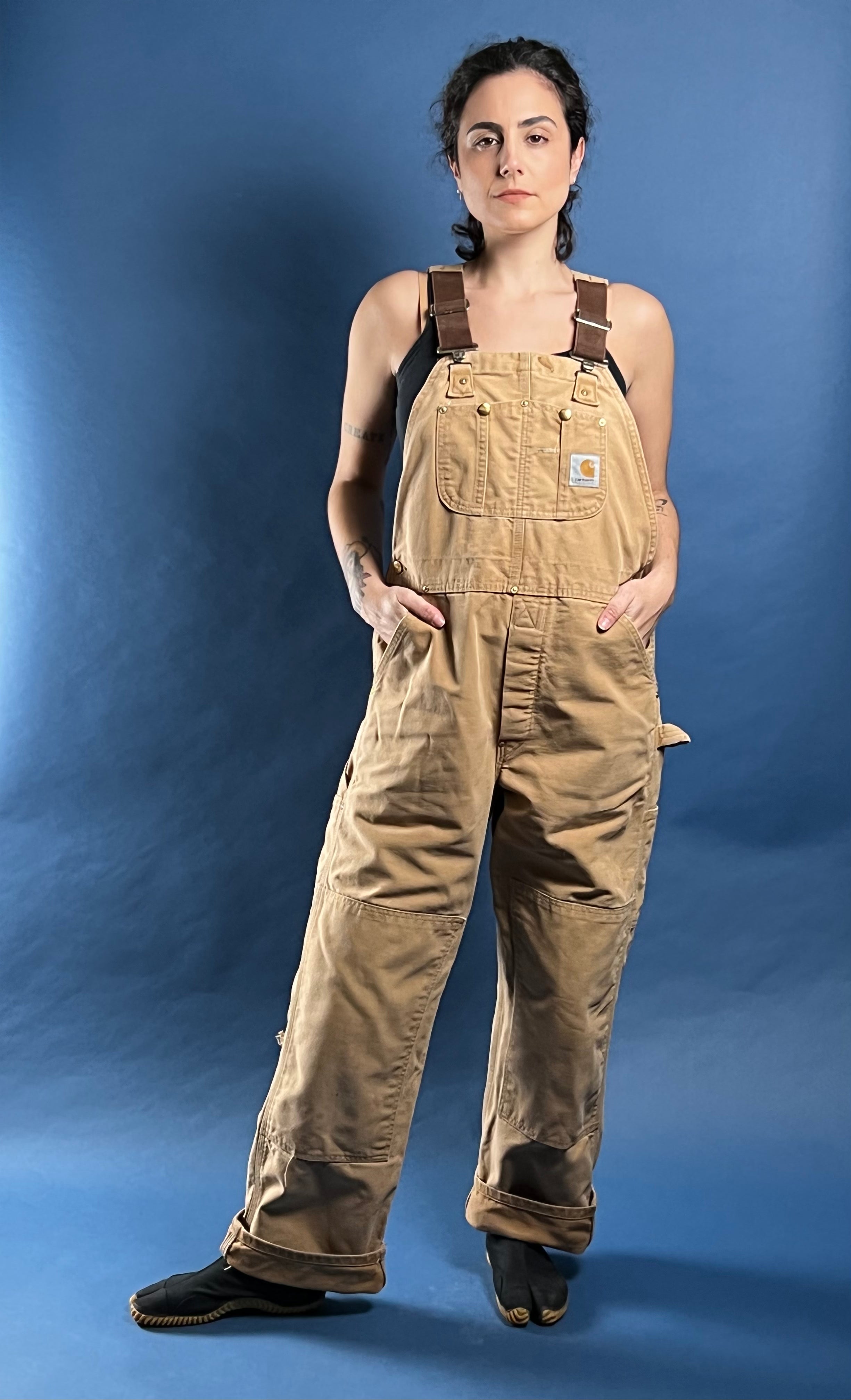 Vintage 1990s CARHARTT Tan Workwear Overalls