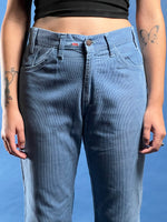 Load image into Gallery viewer, Vintage 1970s Big E White Label Levi&#39;s Corduroy Light Blue Flare Trousers

