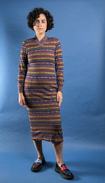 Load image into Gallery viewer, Vintage RARE 1980s Brown Label MISSONI Zig Zag Iconic Pattern Midi Knit Dress w/ Pockets
