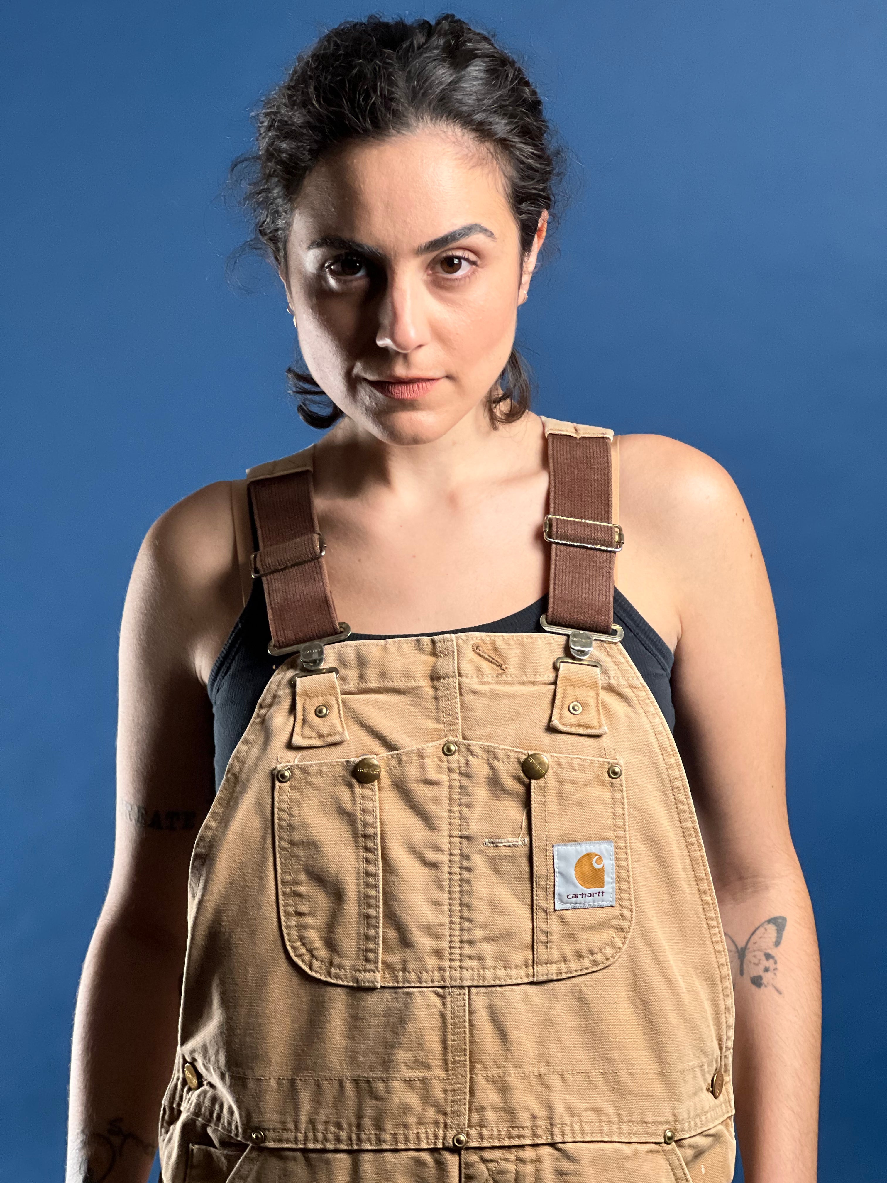 Vintage 1990s CARHARTT Tan Workwear Overalls