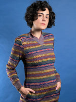 Load image into Gallery viewer, Vintage RARE 1980s Brown Label MISSONI Zig Zag Iconic Pattern Midi Knit Dress w/ Pockets
