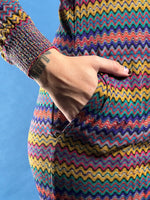 Load image into Gallery viewer, Vintage RARE 1980s Brown Label MISSONI Zig Zag Iconic Pattern Midi Knit Dress w/ Pockets
