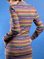 Load image into Gallery viewer, Vintage RARE 1980s Brown Label MISSONI Zig Zag Iconic Pattern Midi Knit Dress w/ Pockets
