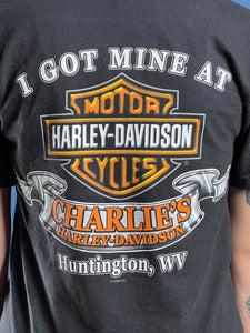 Vintage 2000s Harley Davidson Black T-shirt w/ Engine Illustration