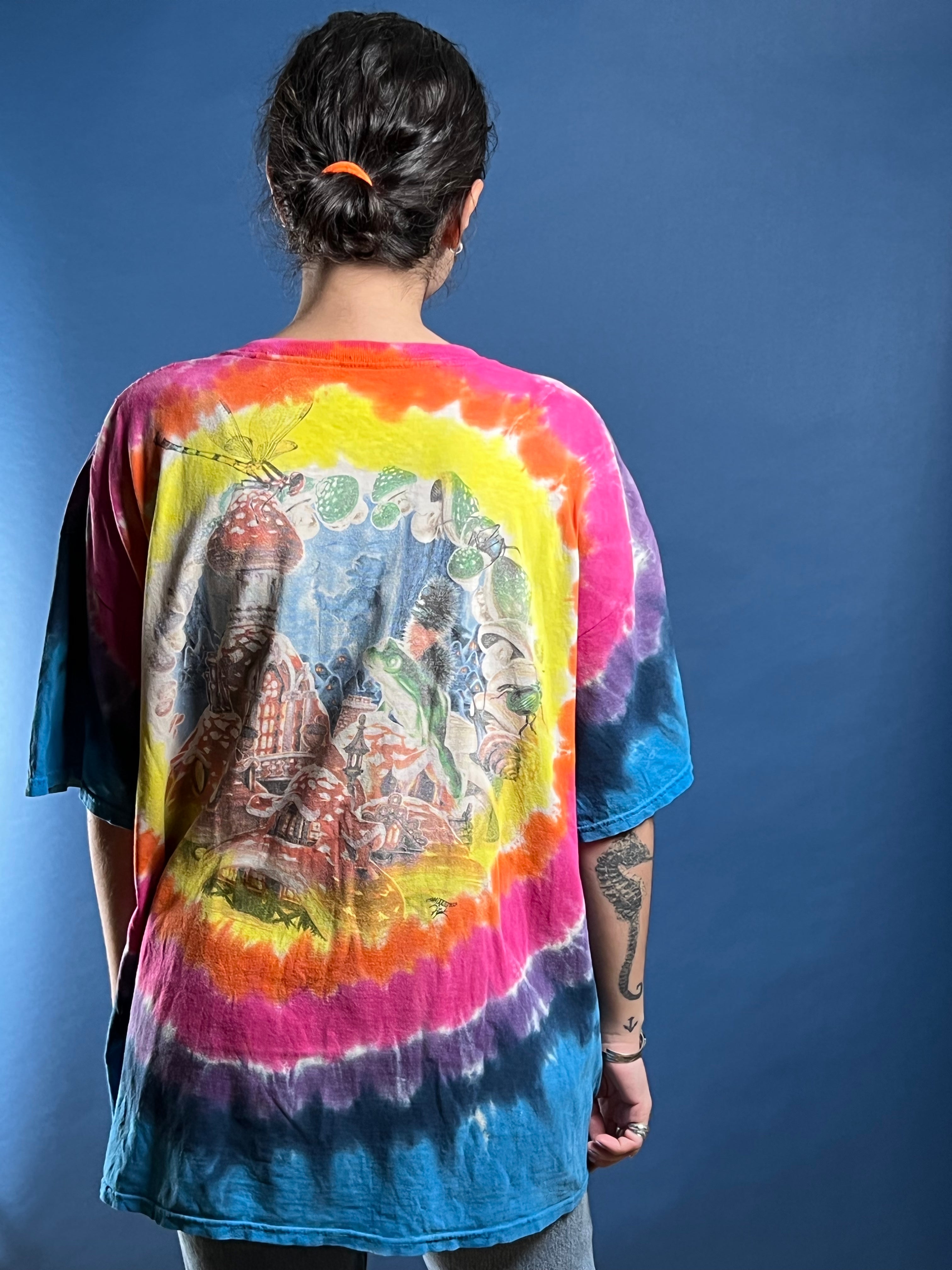 Vintage 1999 Liquid Blue Fantasy FYAK Tie Dye T-shirt