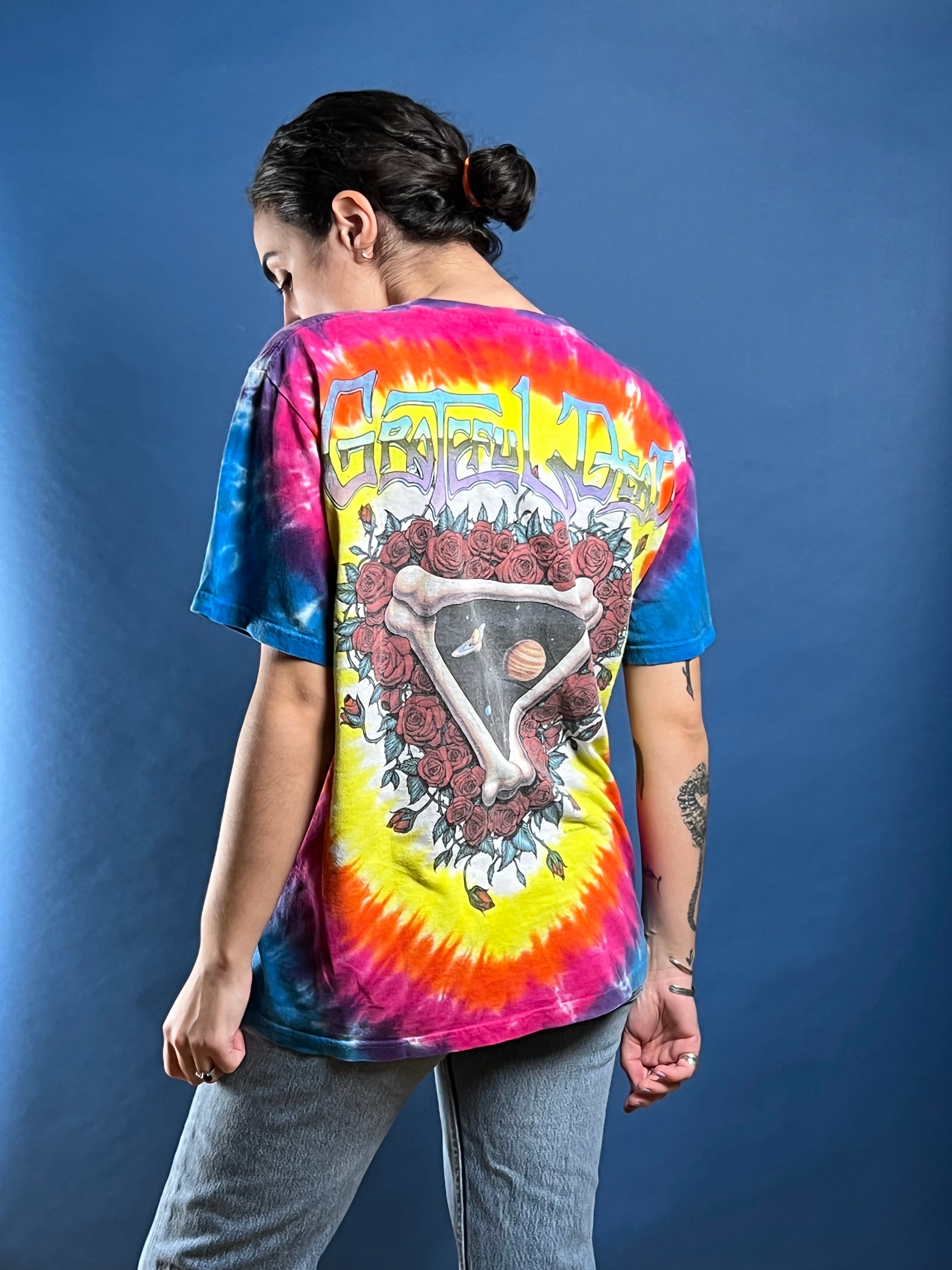 Vintage 1992 Grateful Dead Tie Dye T-shirt w/ "Space your Face" Illustration, 2000s' Reprint