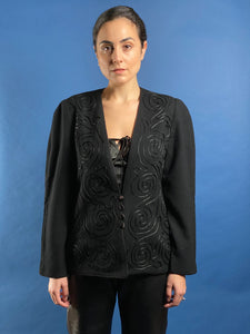 Vintage 1980s CHRISTIAN DIOR Black Embroidery Blazer