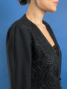 Vintage 1980s CHRISTIAN DIOR Black Embroidery Blazer