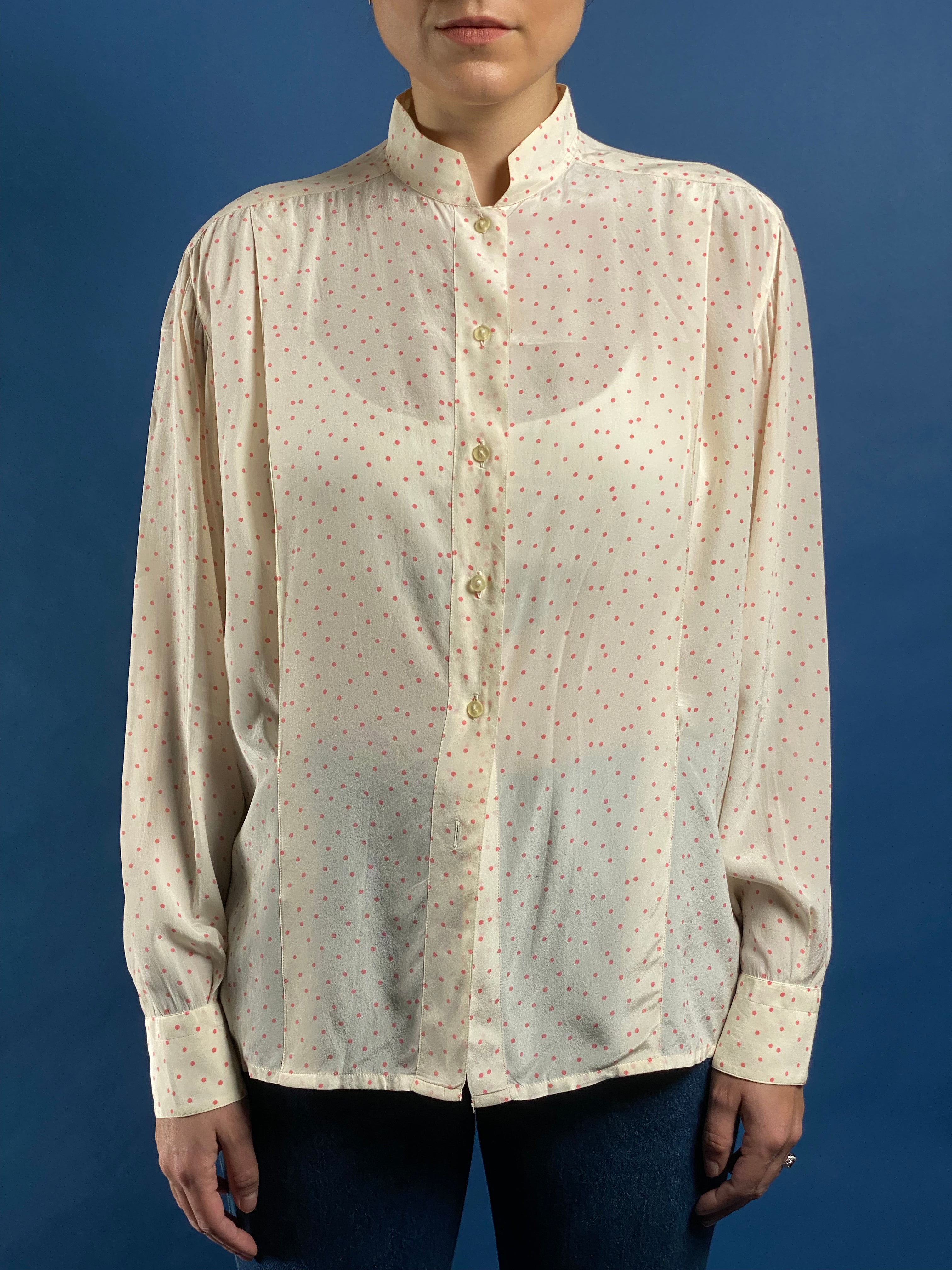 Vintage 1980s JIL SANDER Polka Dot Blouse