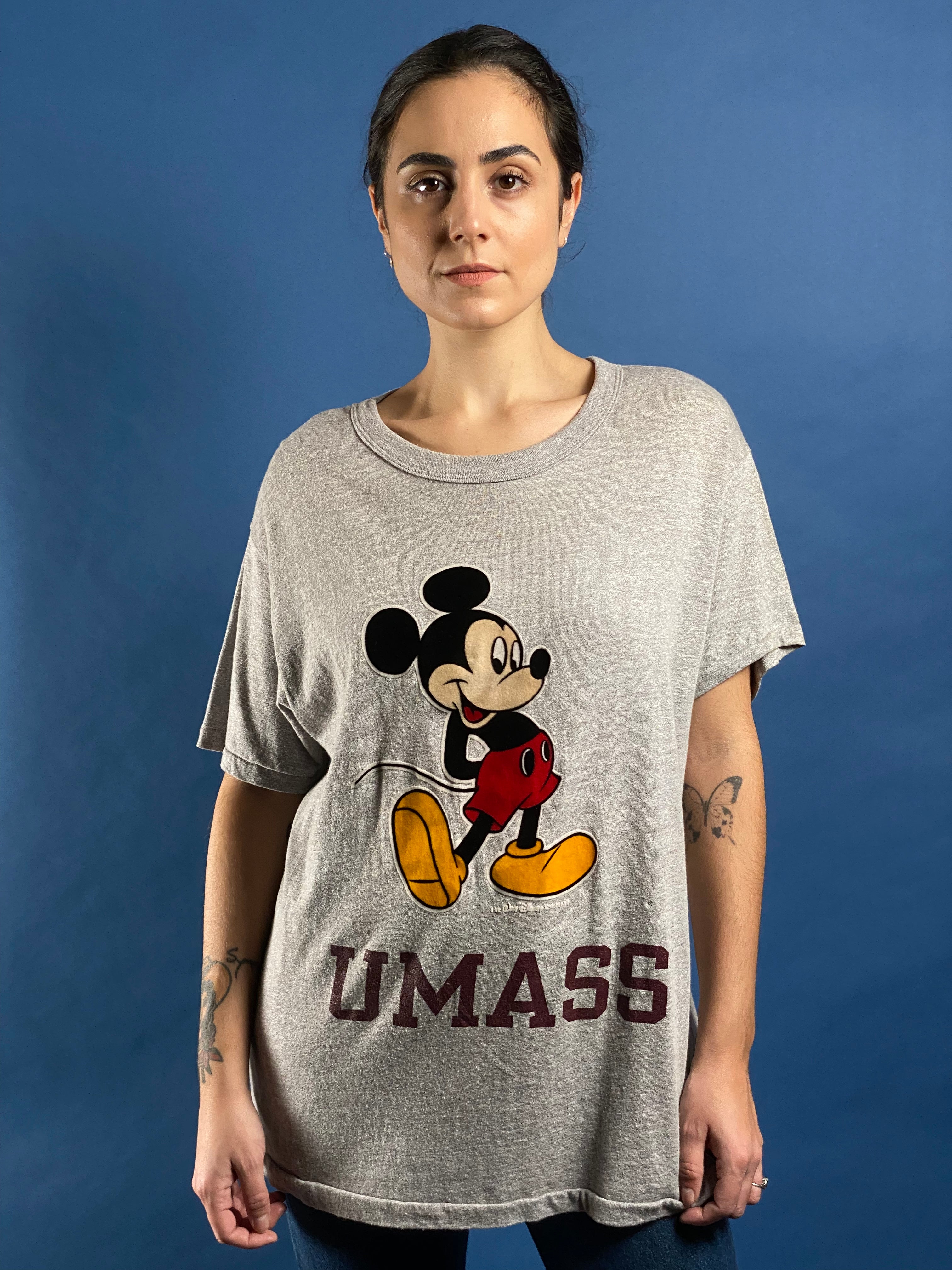 Vintage 1970s CHAMPION Mickey Mouse Grey Uni 50/50 T-shirt