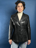 Load image into Gallery viewer, Vintage 1980s WILSONS Black Leather Jacket
