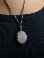 Load image into Gallery viewer, Antique 1920s Silver Necklace w/ Large Locket w/ Floral Engraving
