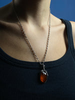 Load image into Gallery viewer, Antique Art Nouveau 1930s Amber &amp; Silver Pendant Necklace
