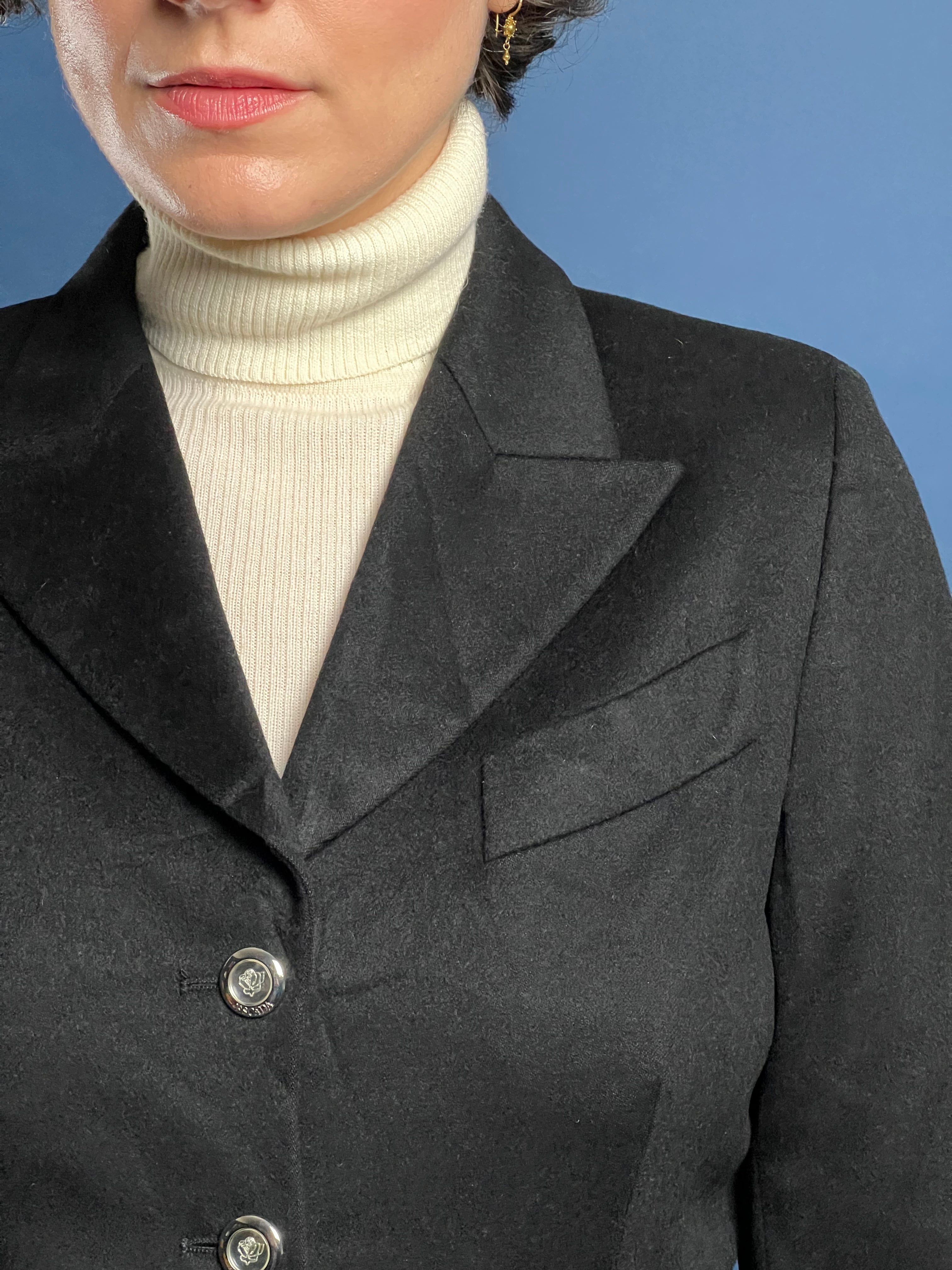 Vintage 1980s ESCADA Margaretha Ley Black Cashmere Blazer