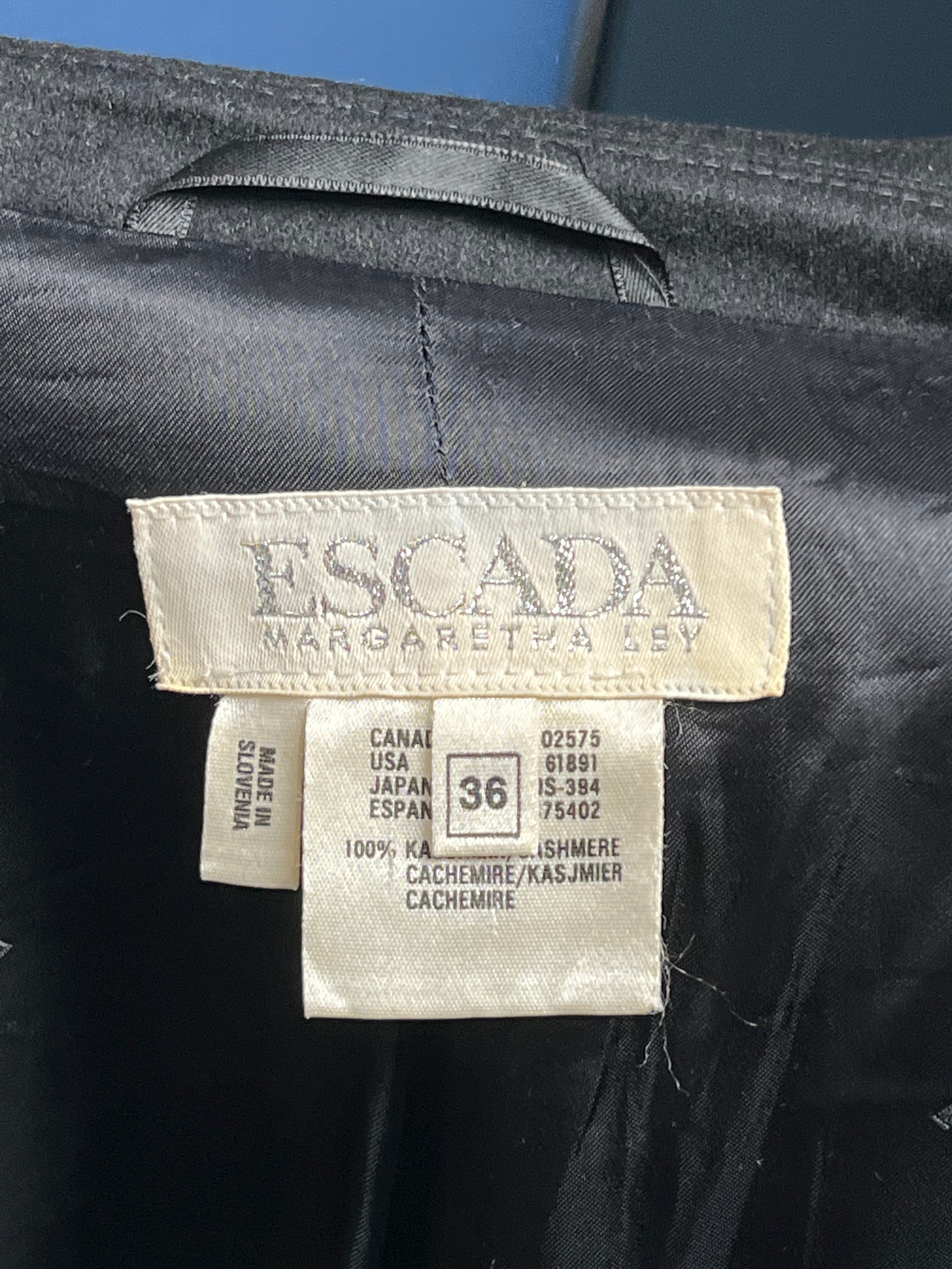 Vintage 1980s ESCADA Margaretha Ley Black Cashmere Blazer