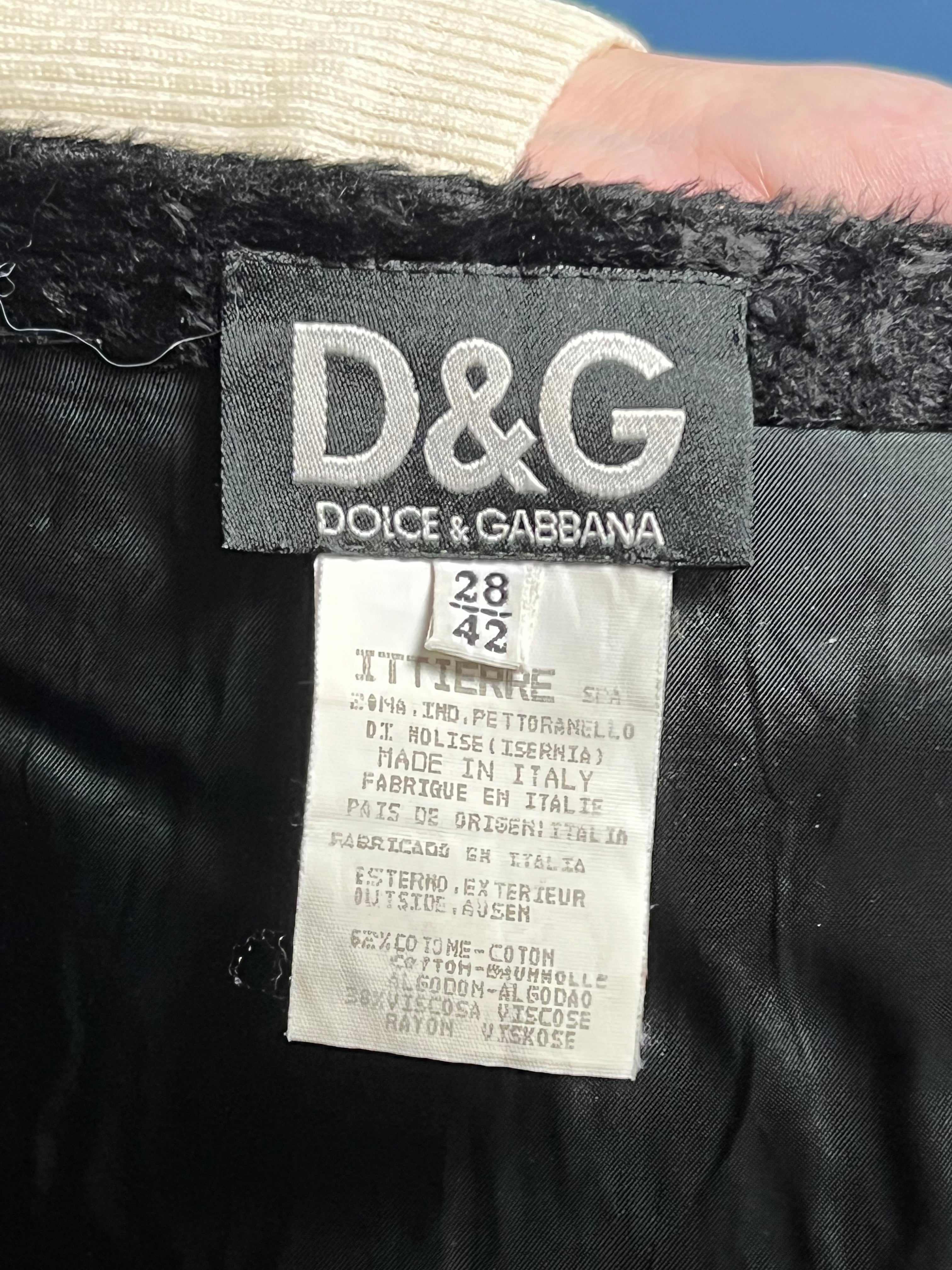 Vintage 2000s Y2k DOLCE & GABBANA Mini A-line Black Skirt w/ Texture Fabric, Made in Italy