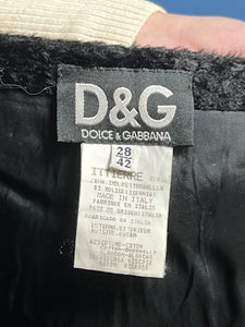 Vintage 2000s Y2k DOLCE & GABBANA Mini A-line Black Skirt w/ Texture Fabric, Made in Italy