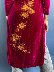 Vintage Early 1970s Silk Velvet Vietnamese áo dài Top/Dress