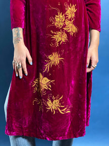 Vintage Early 1970s Silk Velvet Vietnamese áo dài Top/Dress