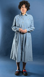 Load image into Gallery viewer, Vintage 1980s JAEGER Denim Maxi Aline Dress
