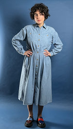 Load image into Gallery viewer, Vintage 1980s JAEGER Denim Maxi Aline Dress
