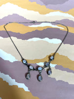 Load image into Gallery viewer, Vintage 1930s Art Deco Silver &amp; Mother of Pearl Teardrop Necklace
