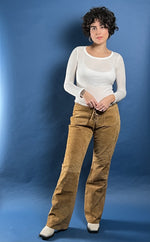 Load image into Gallery viewer, Vintage 1990s Leather Suede Bootcut Low waist Light Brown Trousers
