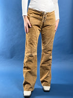 Load image into Gallery viewer, Vintage 1990s Leather Suede Bootcut Low waist Light Brown Trousers
