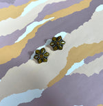 Load image into Gallery viewer, Vintage Silver Earrings w/ Green Amber Stones and Floral Design
