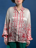 Load image into Gallery viewer, Vintage 1980s ESCADA by Margaretha Ley, 100% Silk Floral Shirt
