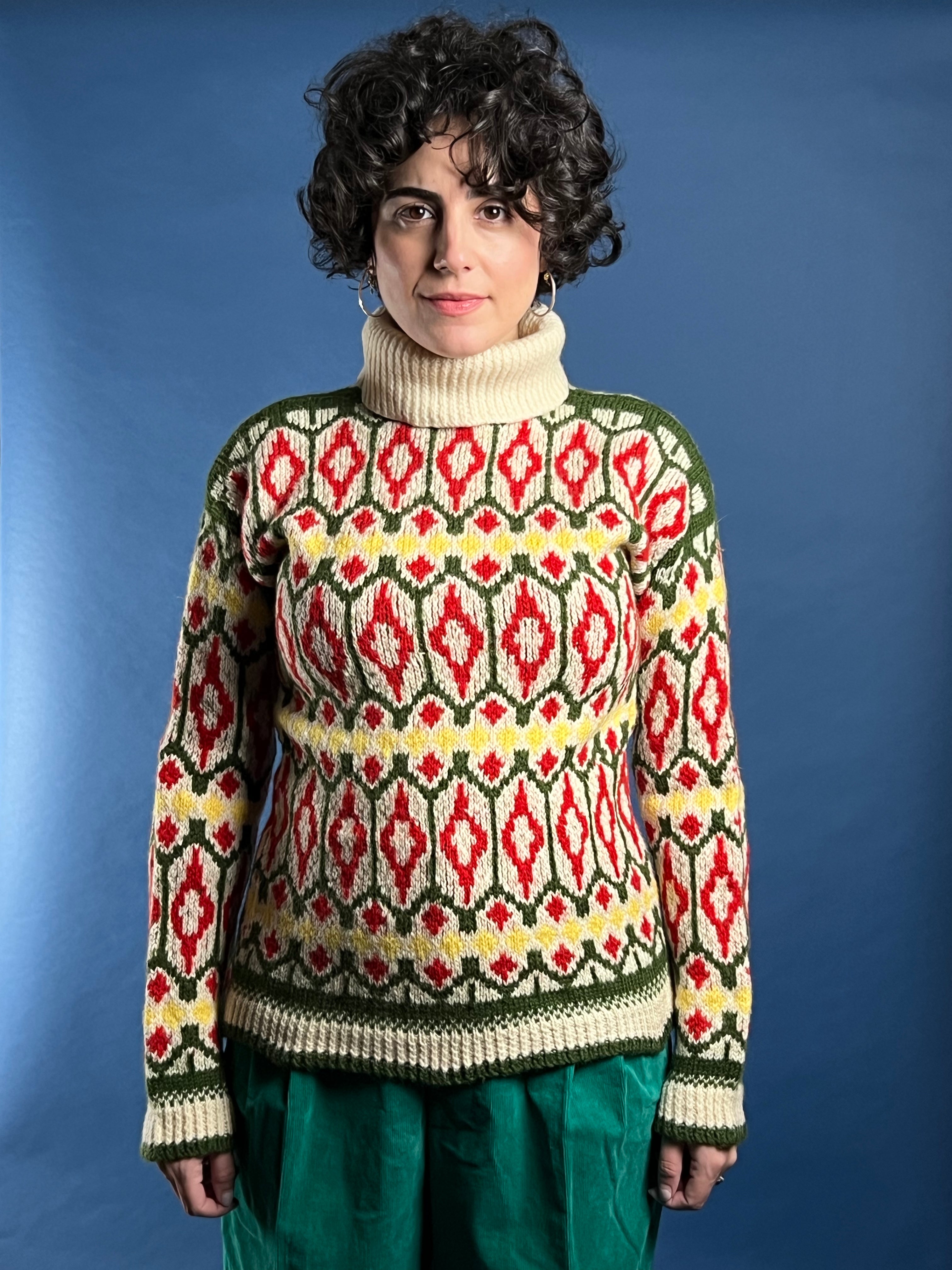 Vintage 1970s Nordic Design Heavy Wool Knit Jumper