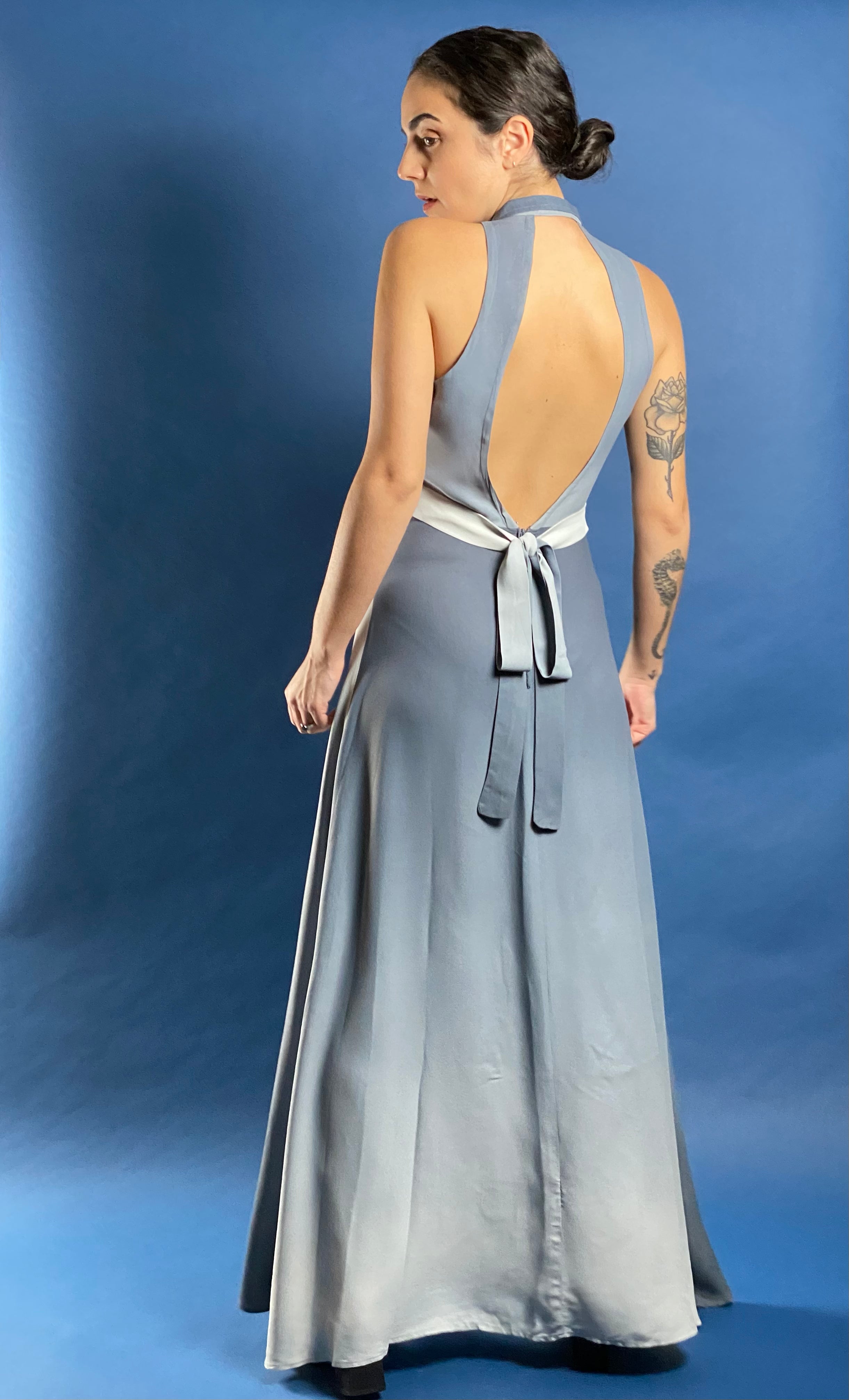 Vintage 1970s Ombre Halter Neck Long Dress