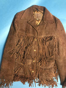 Vintage 1970s Suede Western Fringe Coat