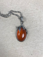 Load image into Gallery viewer, Antique Art Nouveau 1930s Amber &amp; Silver Pendant Necklace
