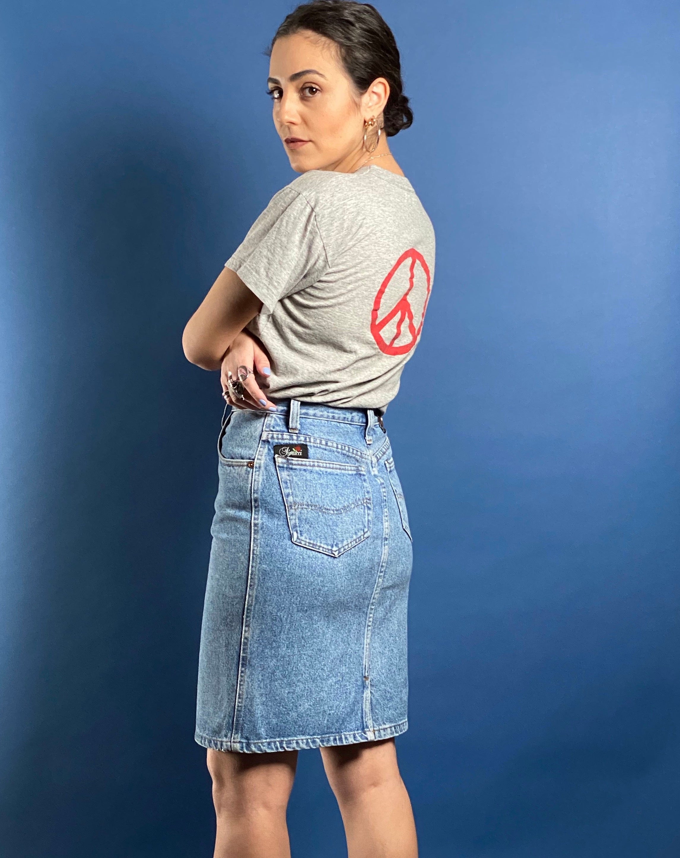 Vintage 1980s FIORRUCI Designer Denim Skirt