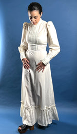 Load image into Gallery viewer, Vintage 1970s Ivory/White Edwardian Style Prairie Maxi Dress
