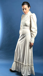 Load image into Gallery viewer, Vintage 1970s Ivory/White Edwardian Style Prairie Maxi Dress
