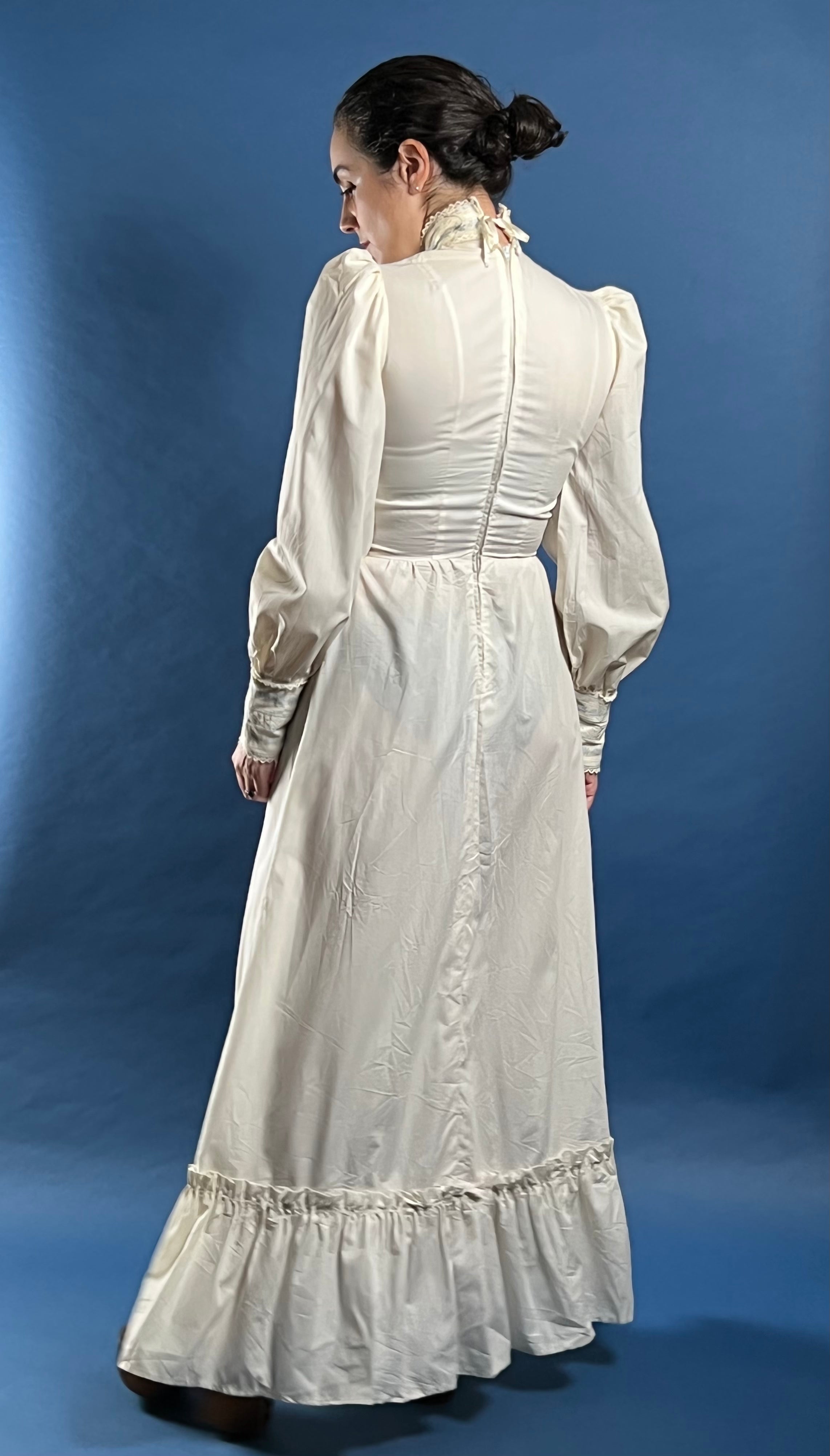 Vintage 1970s Ivory/White Edwardian Style Prairie Maxi Dress