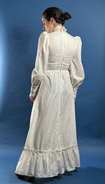 Load image into Gallery viewer, Vintage 1970s Ivory/White Edwardian Style Prairie Maxi Dress
