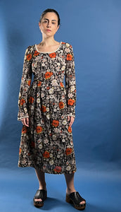 Vintage 1970s Prairie Floral Midi Dress