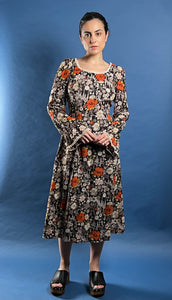 Vintage 1970s Prairie Floral Midi Dress