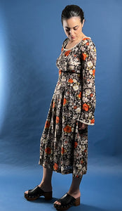 Vintage 1970s Prairie Floral Midi Dress