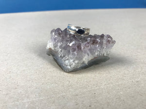 Vintage 1960s Brutalist Modern Amethyst Silver Ring