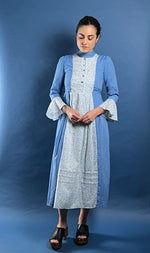 Load image into Gallery viewer, Vintage 1960s Prairie Cottagecore Midi Dress w/ Floral Pattern
