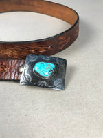 Load image into Gallery viewer, Vintage 1950s Native American Belt w/ Turquoise Stone
