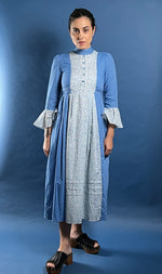 Load image into Gallery viewer, Vintage 1960s Prairie Cottagecore Midi Dress w/ Floral Pattern
