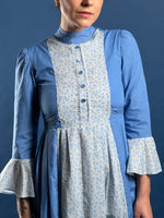 Load image into Gallery viewer, Vintage 1960s Prairie Cottagecore Midi Dress w/ Floral Pattern
